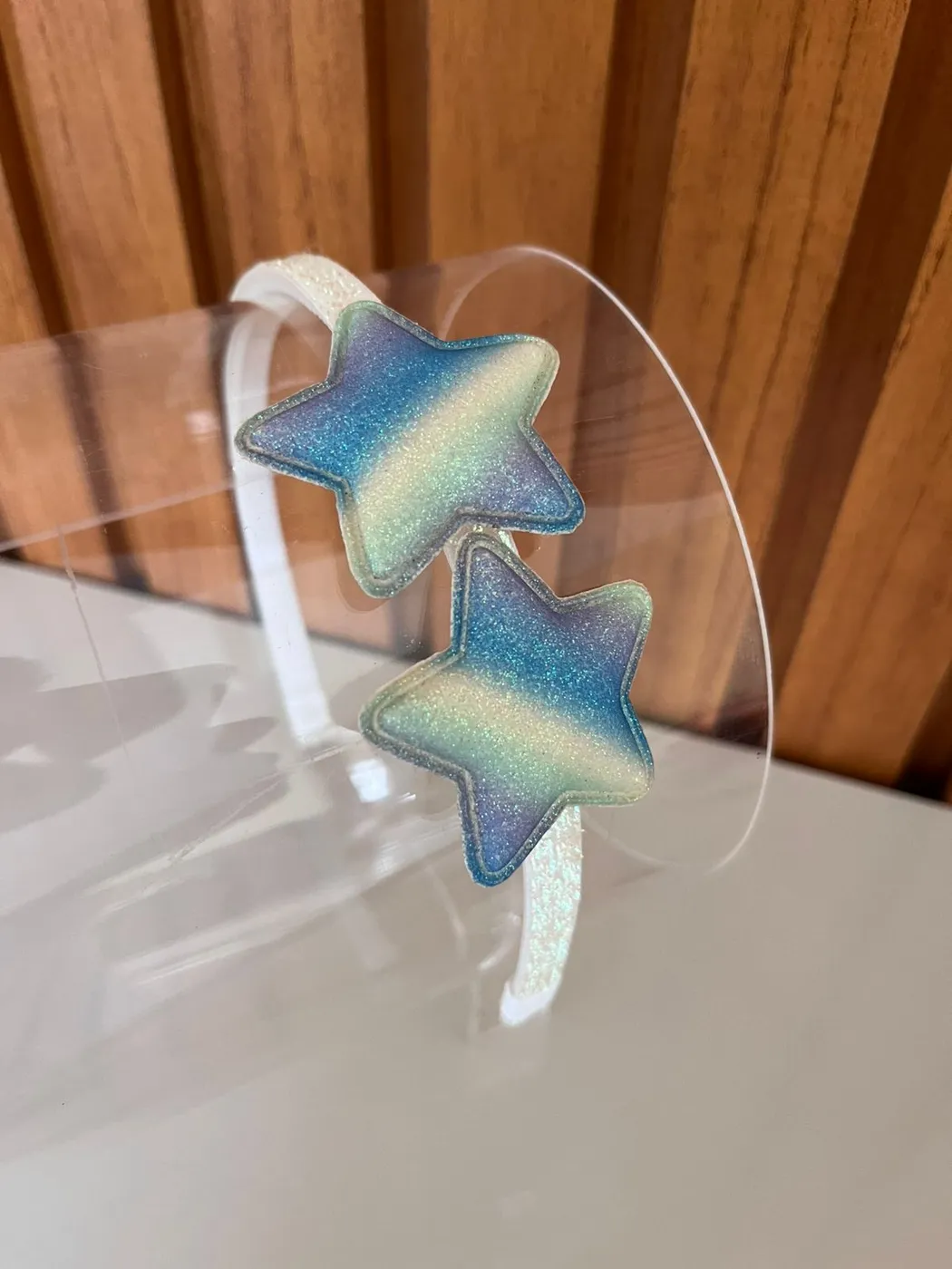 Tiara Estrelas Azul Holográfico