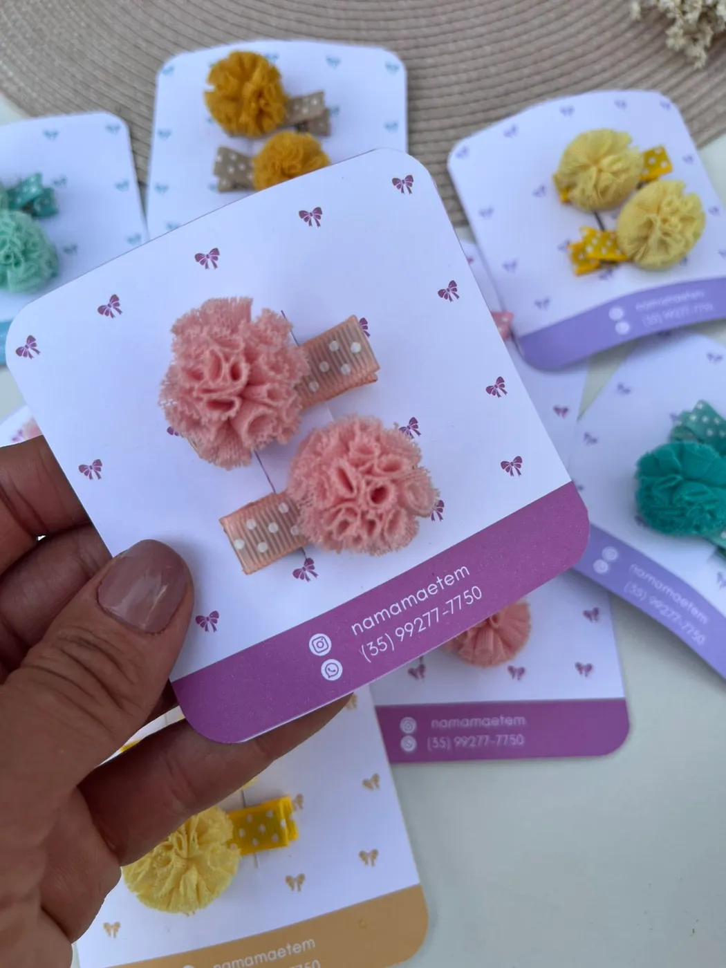 Parzinho Hairclip Flor de Tule Rosa