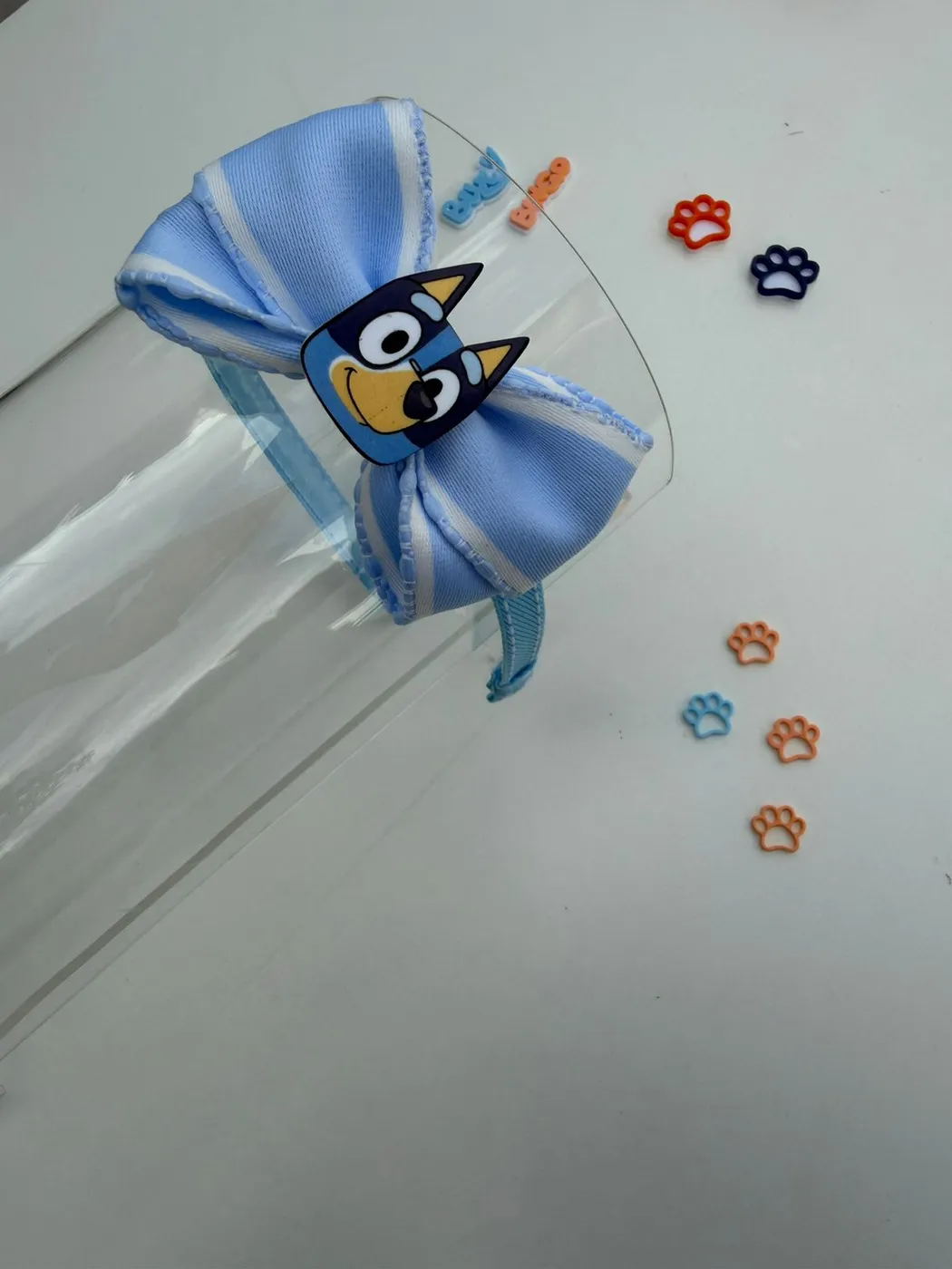 Tiara Bluey Laço Azul Listrado