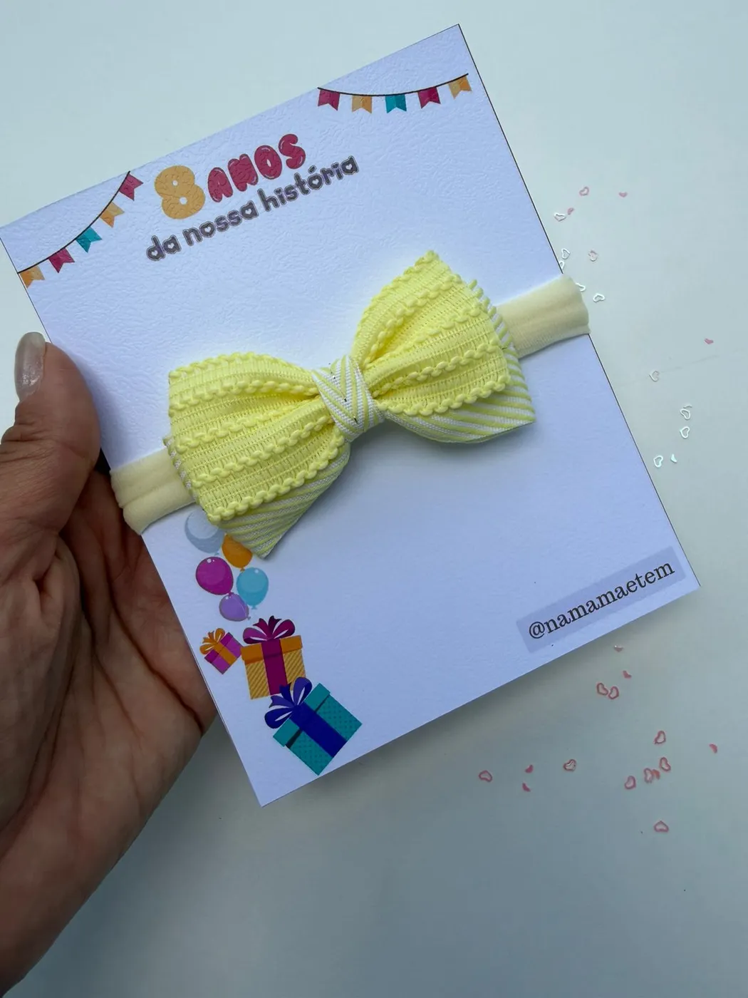 Faixinha de Bebê Laço Amarelo Texturizado