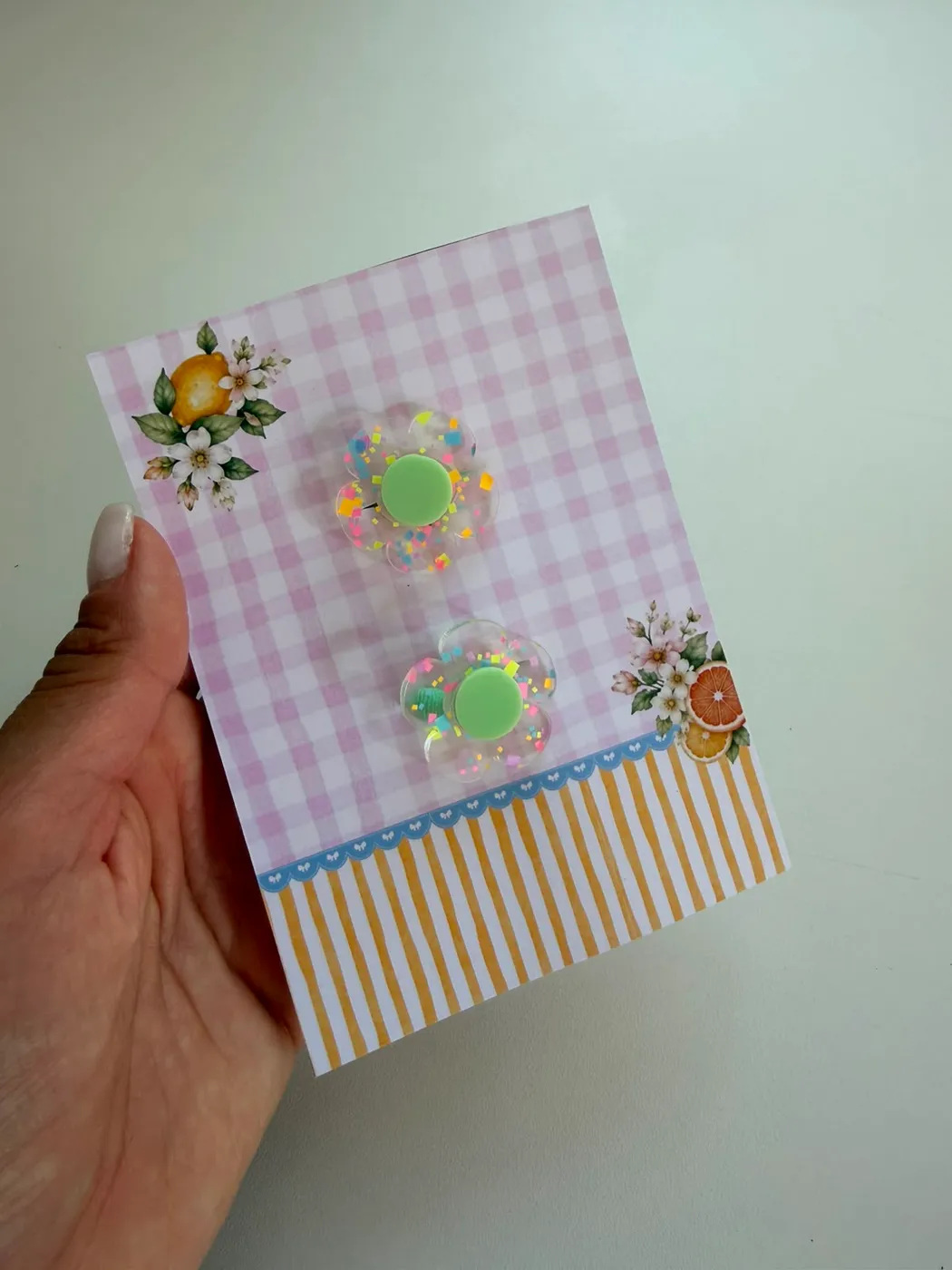 Parzinho Hairclip Flor Acrílico Verde