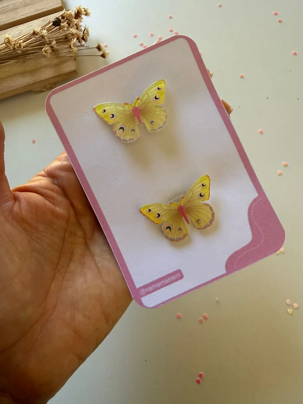 Parzinho Hairclip Borboleta Amarela