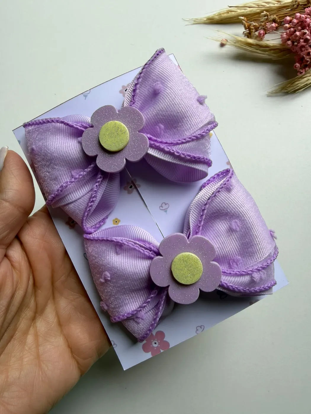 Parzinho Laço Flor Lilás