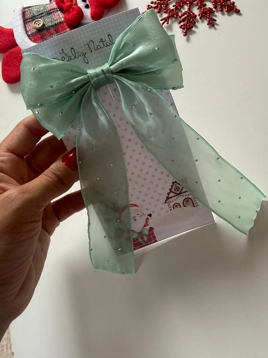 Laço com Pontas Organza Verde Menta