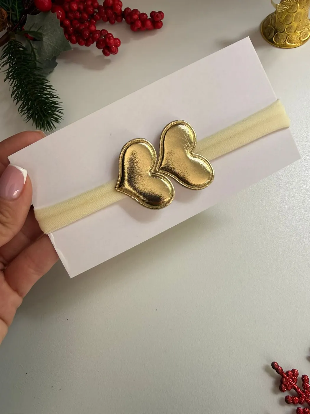 Faixinha de Bebê Coração Dourado