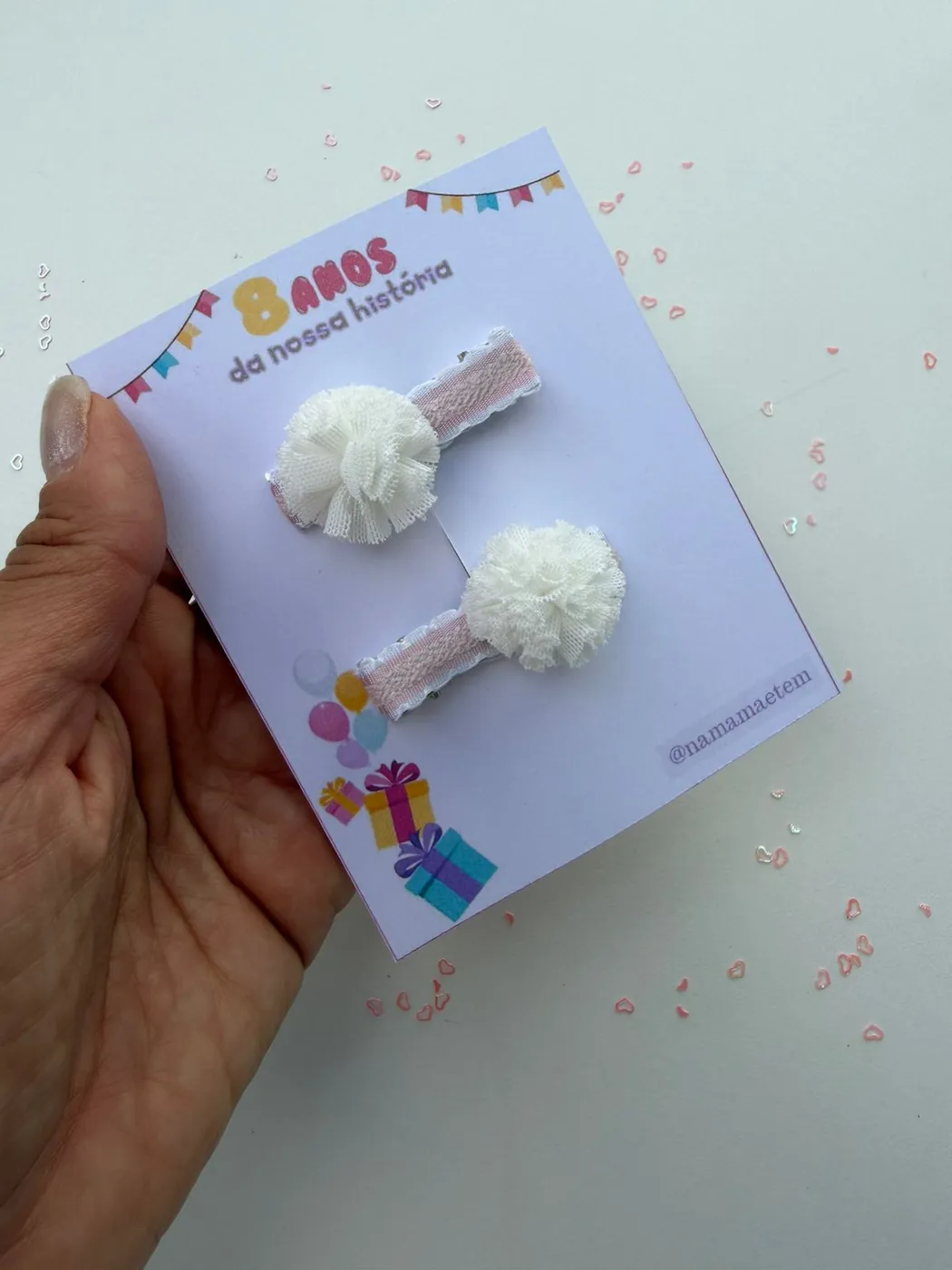 Parzinho Hairclip Pompom Branco