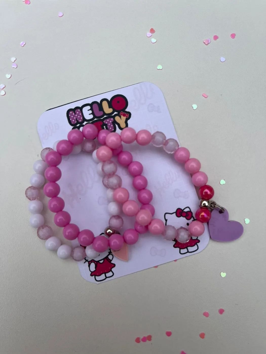 Kit Pulseiras Hello Kitty com Coração Lilás