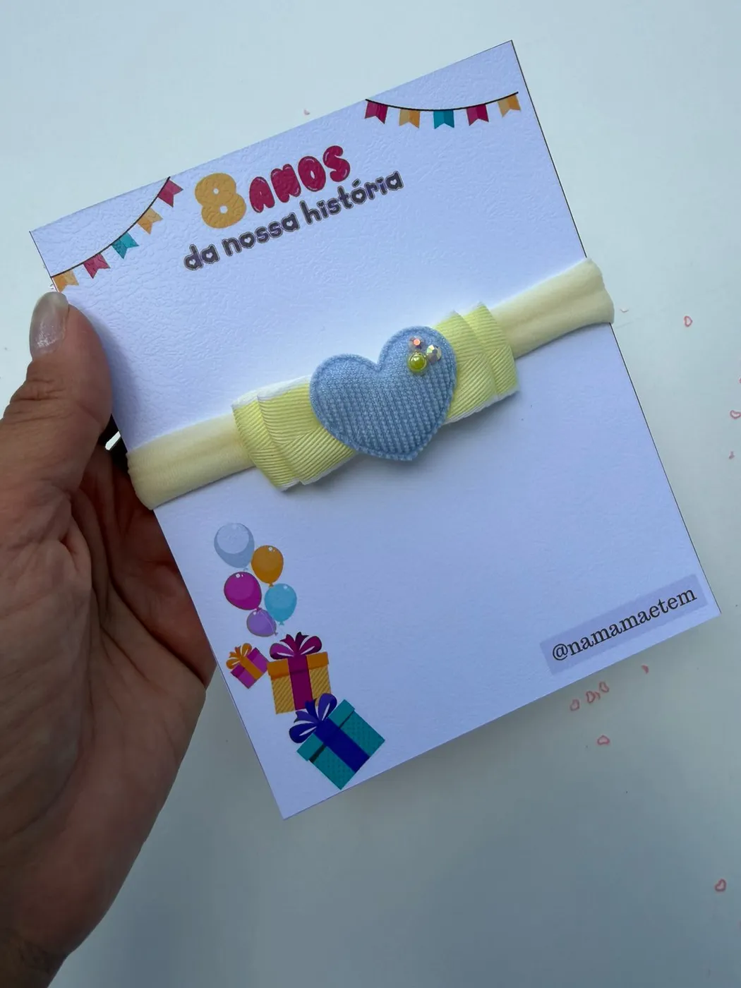 Faixinha de Bebê Coração Azul Amarelo