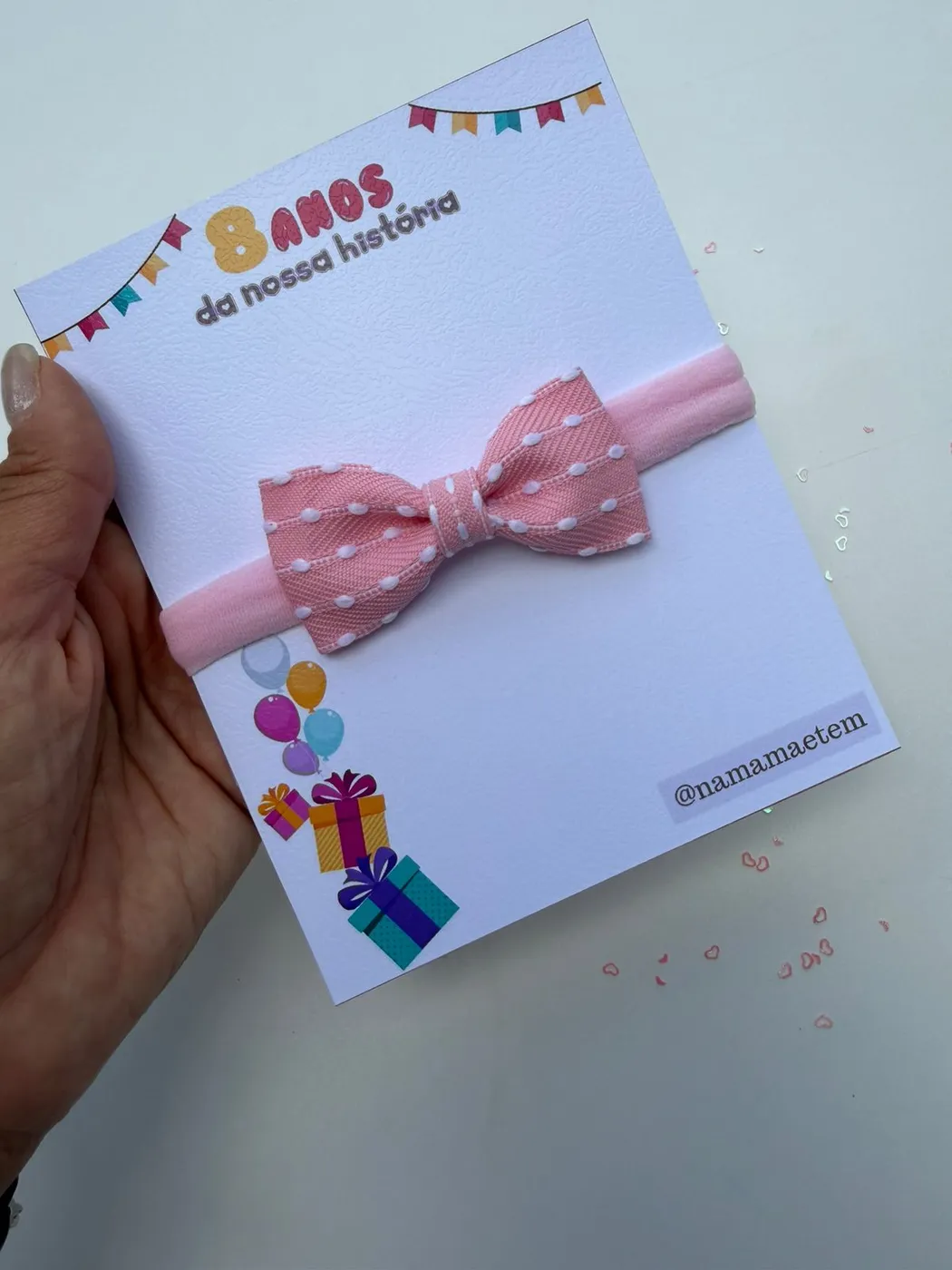 Faixinha de Bebê Laço Rosa Poá
