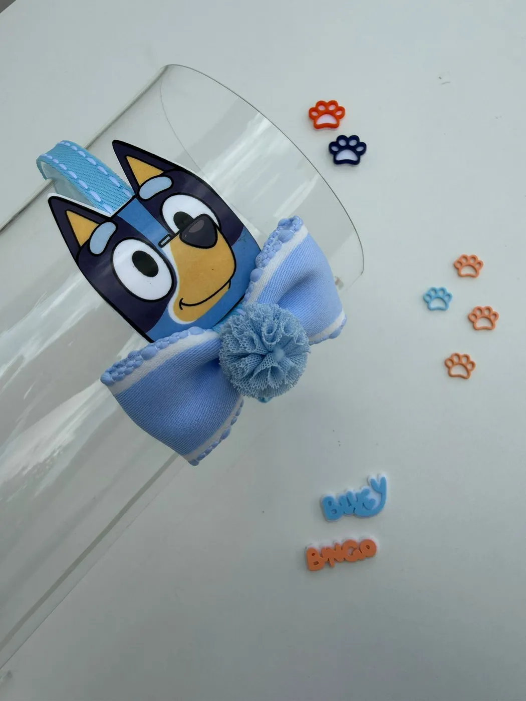 Tiara Bluey Azul com Pompom