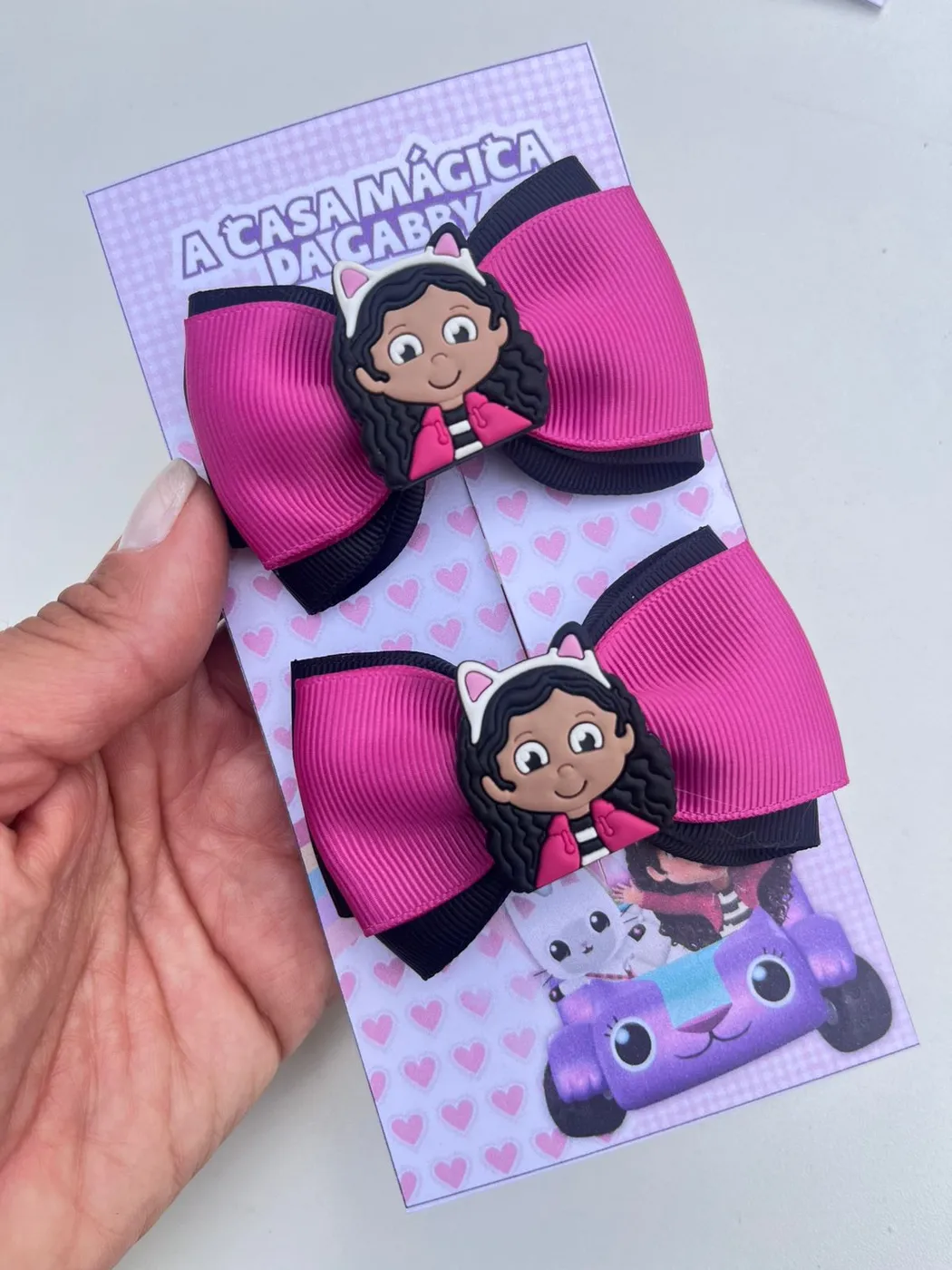 Parzinho Laço Casa Mágica da Gabby Pink e Preto