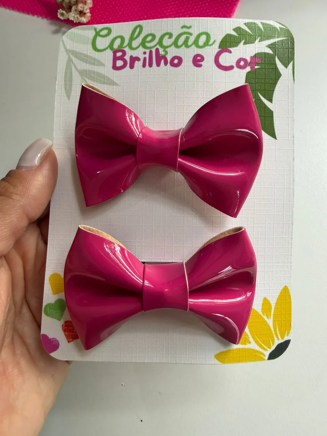 Parzinho Laço Verniz Pink
