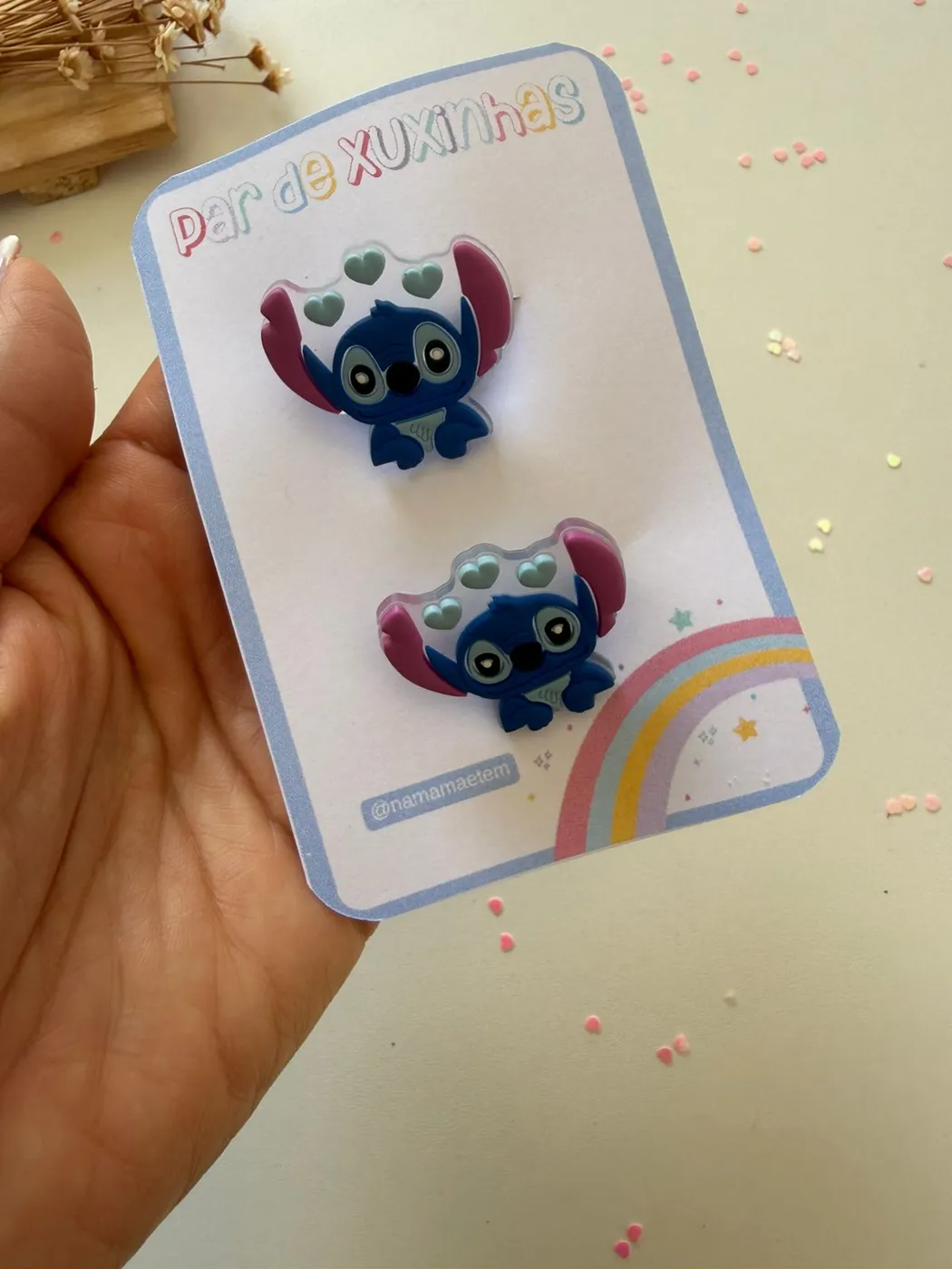 Parzinho de Xuxinha Stitch Coração Azul