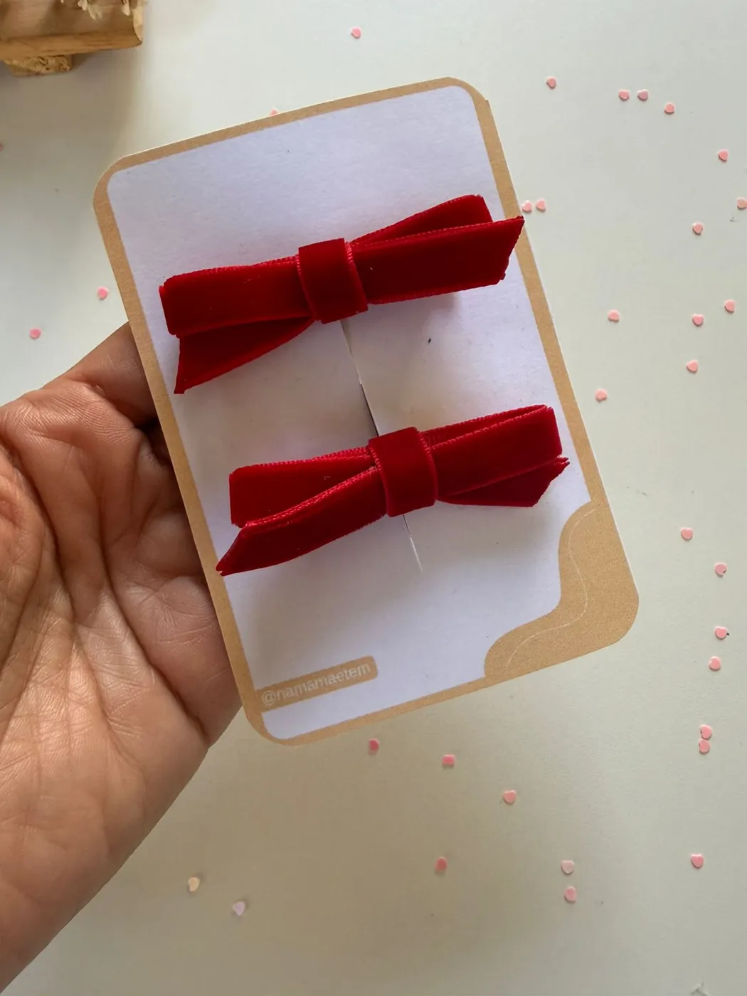 Parzinho Laço Veludo Vermelho