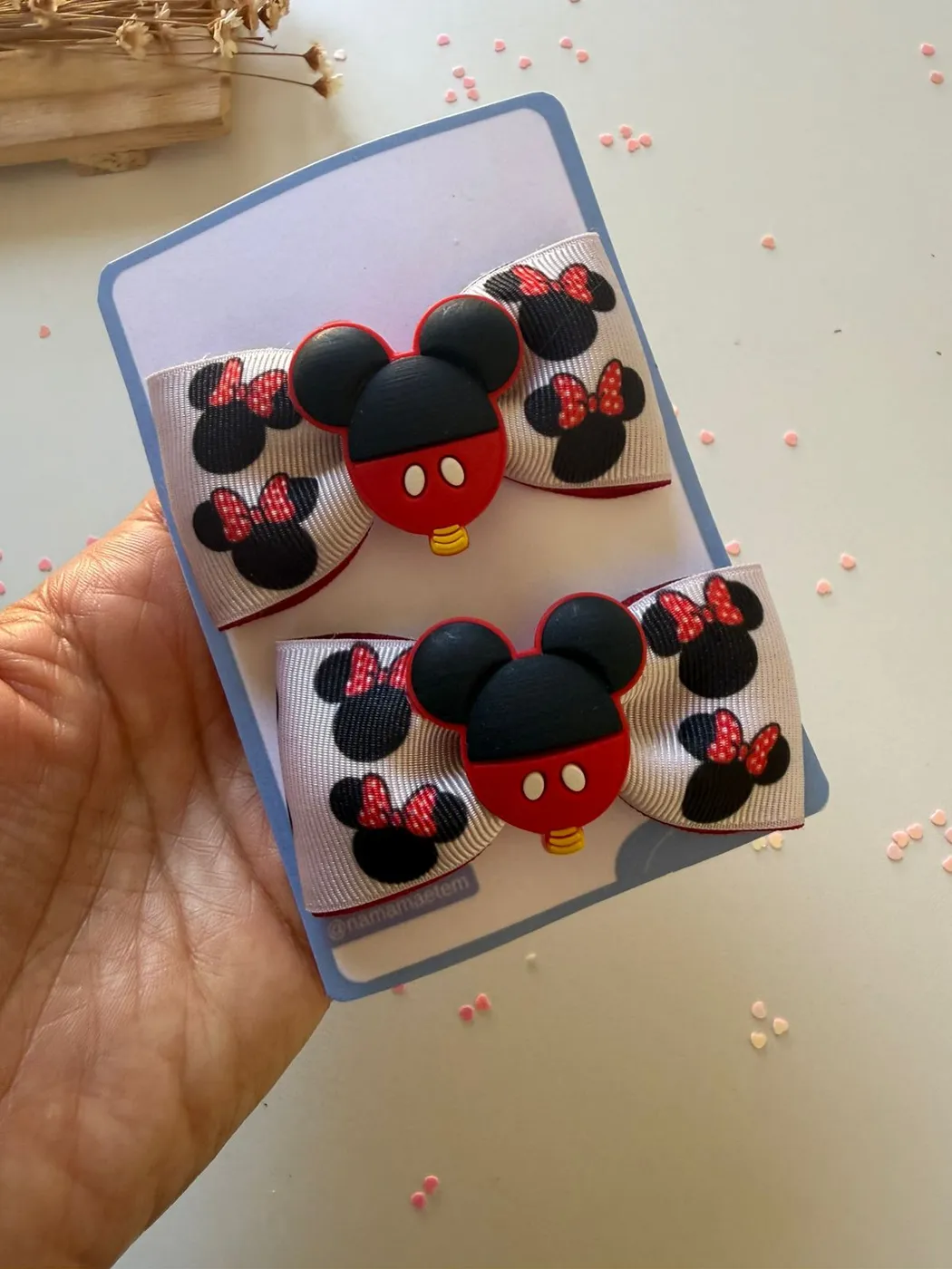 Parzinho Laço Mickey e Minnie Vermelho