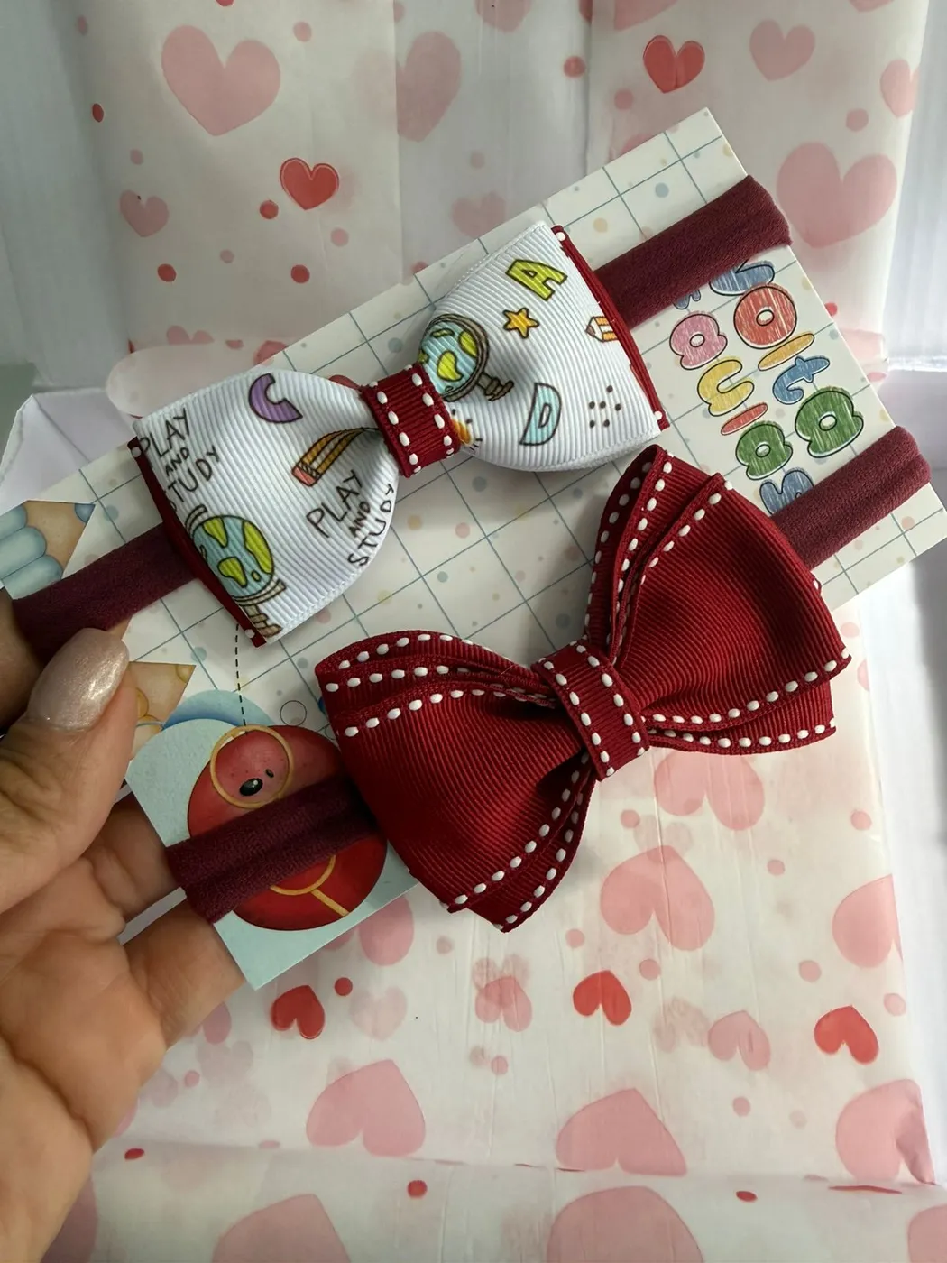 Kit Faixinhas Laço Escolar e Bordô