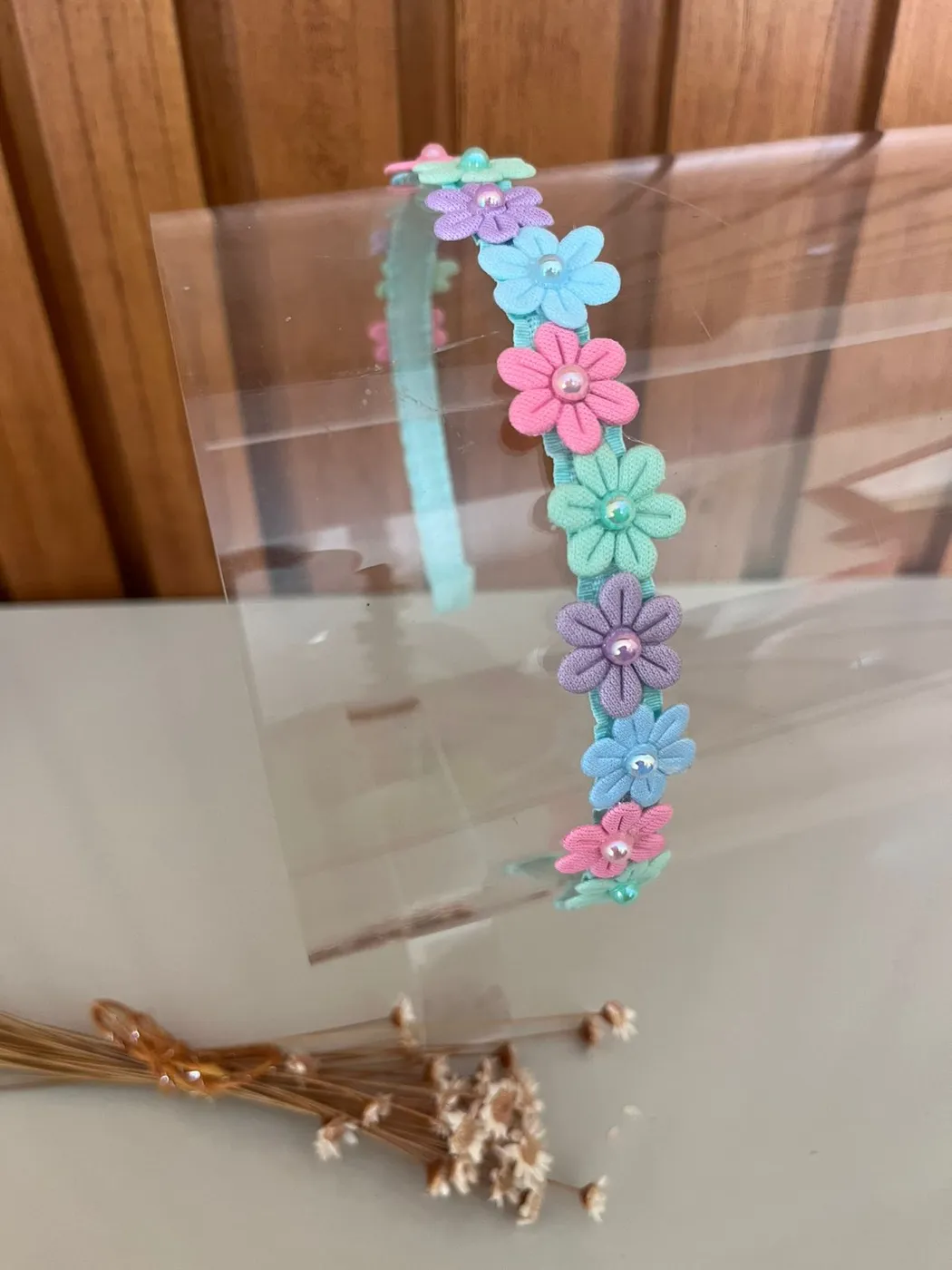 Tiara Flores Verde Água