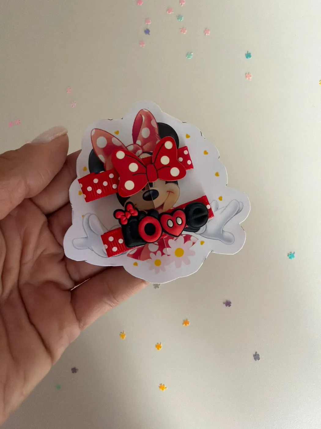 Hairclip Minnie Laço Poá Vermelho