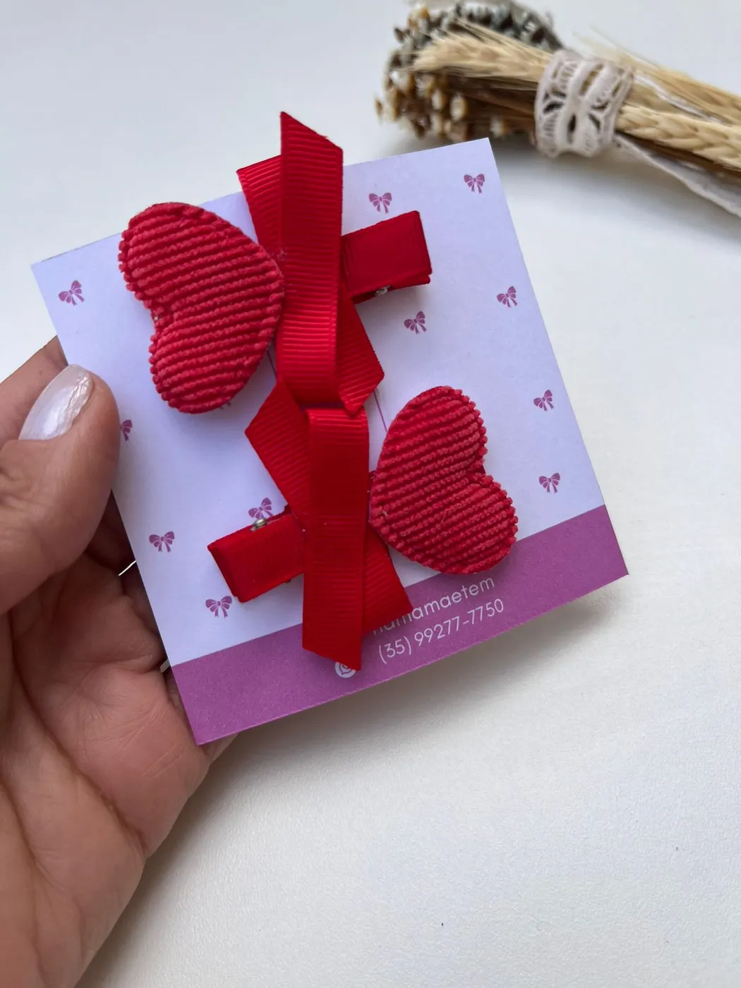 Parzinho Coração Vermelho com Fita