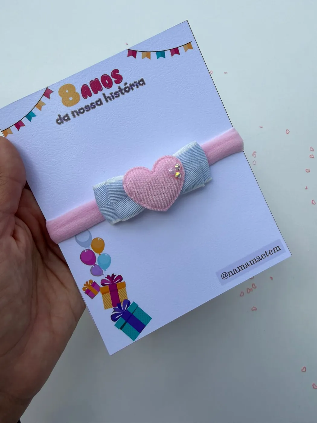 Faixinha de Bebê Coração Rosa Azul Bebê