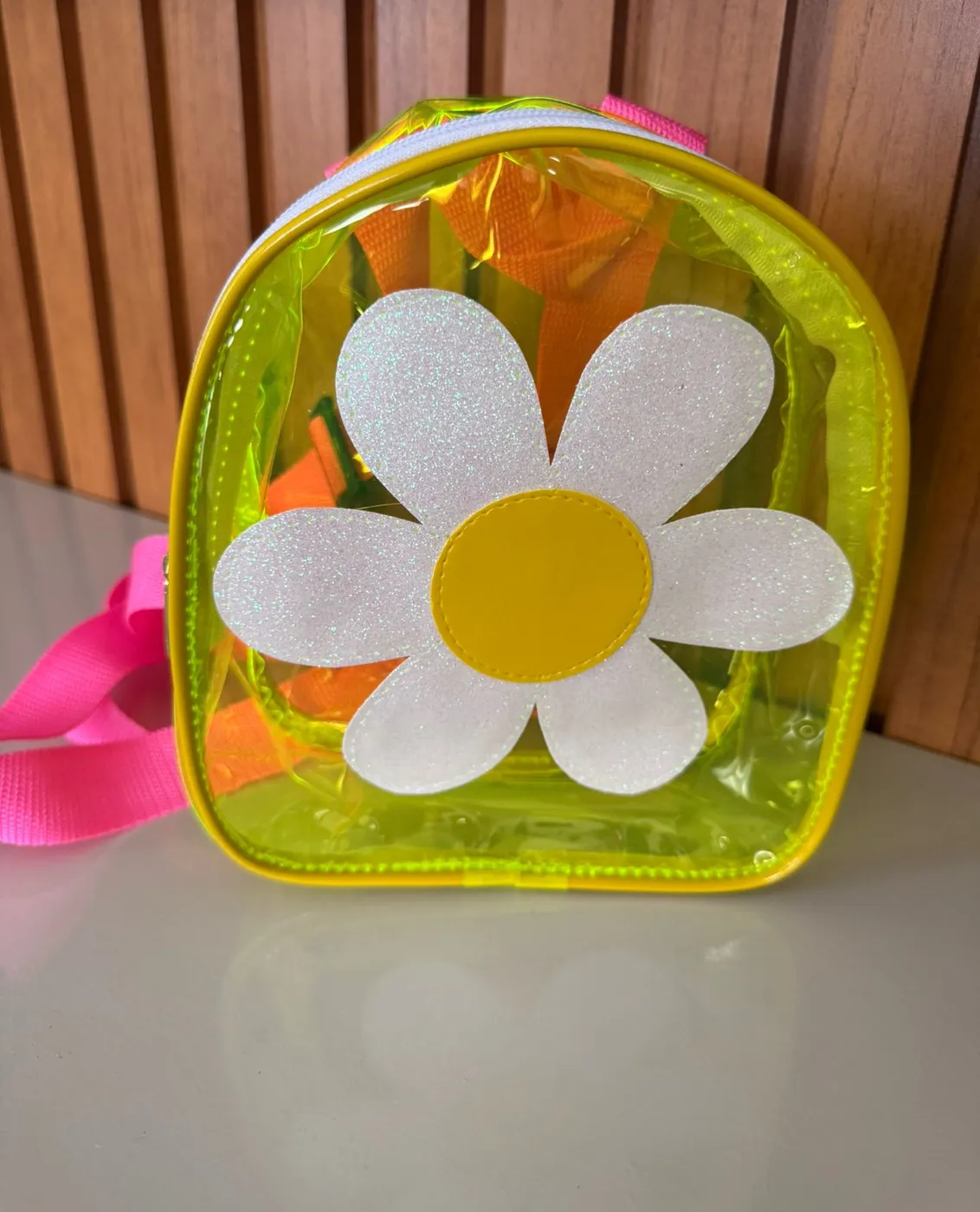 Bolsa Mochila Margarida Amarelo Neon