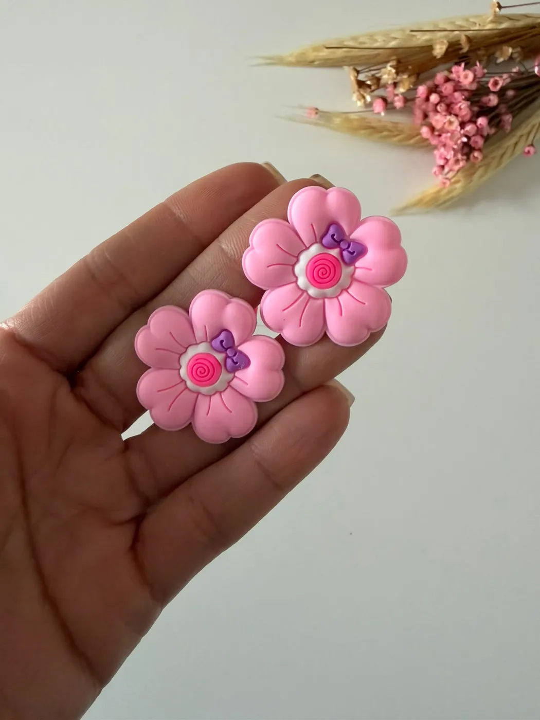 Parzinho Hairclip Flor Rosa