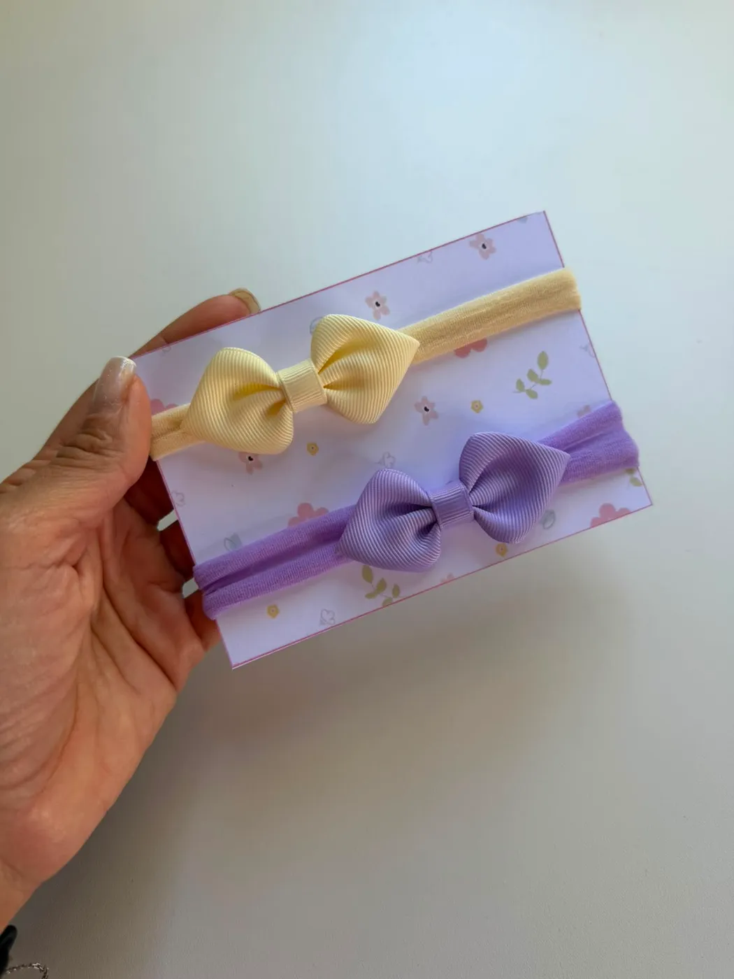 Kit Faixinha de Bebê Laço Creme e Lilás
