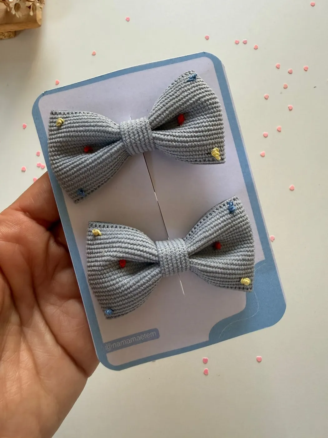 Parzinho Laço Cinza com Bolinhas
