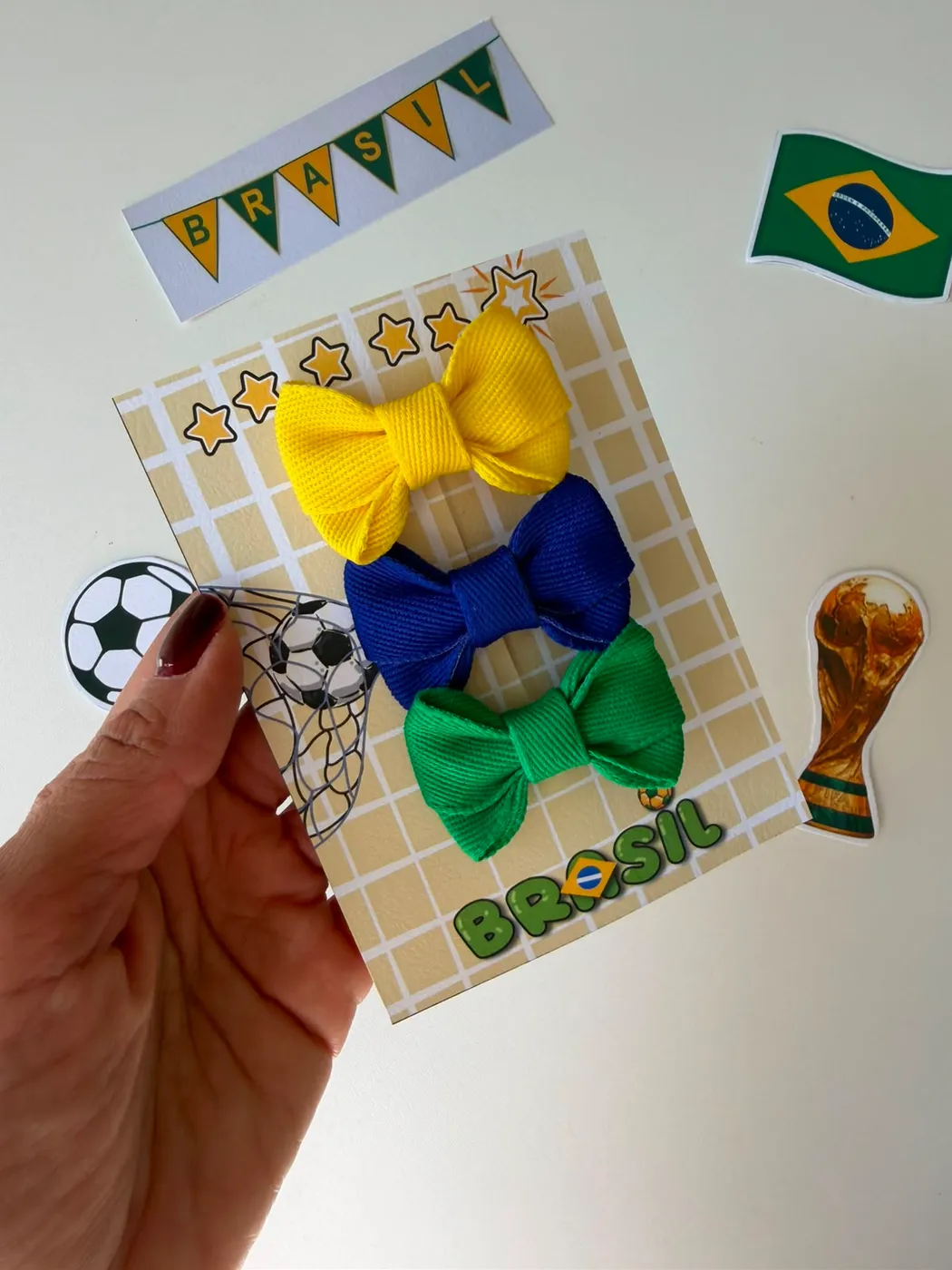 Trio de Laços Brasil Amarelo, Azul e Verde