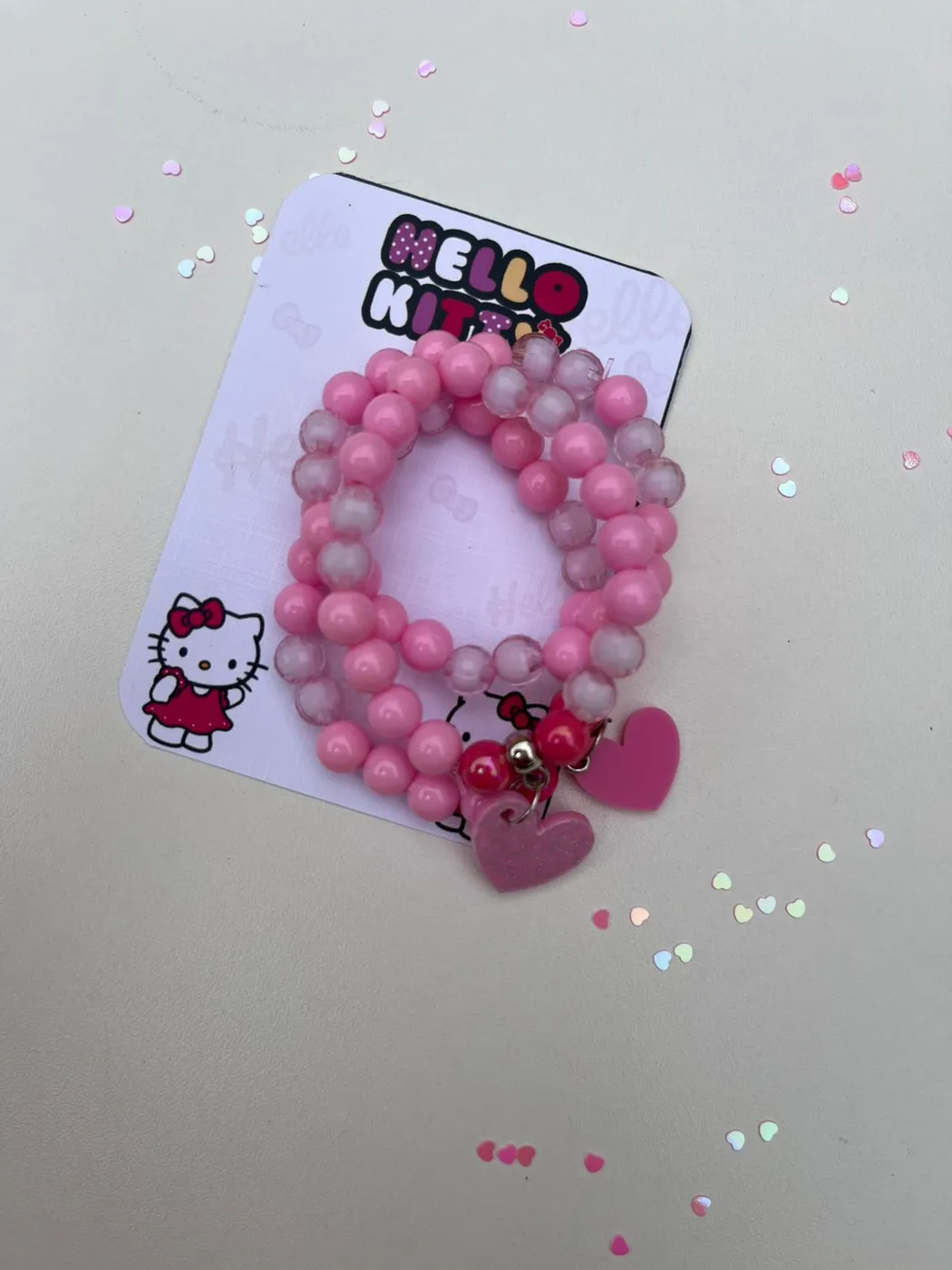 Kit Pulseiras Hello Kitty Rosa com Coração Pink
