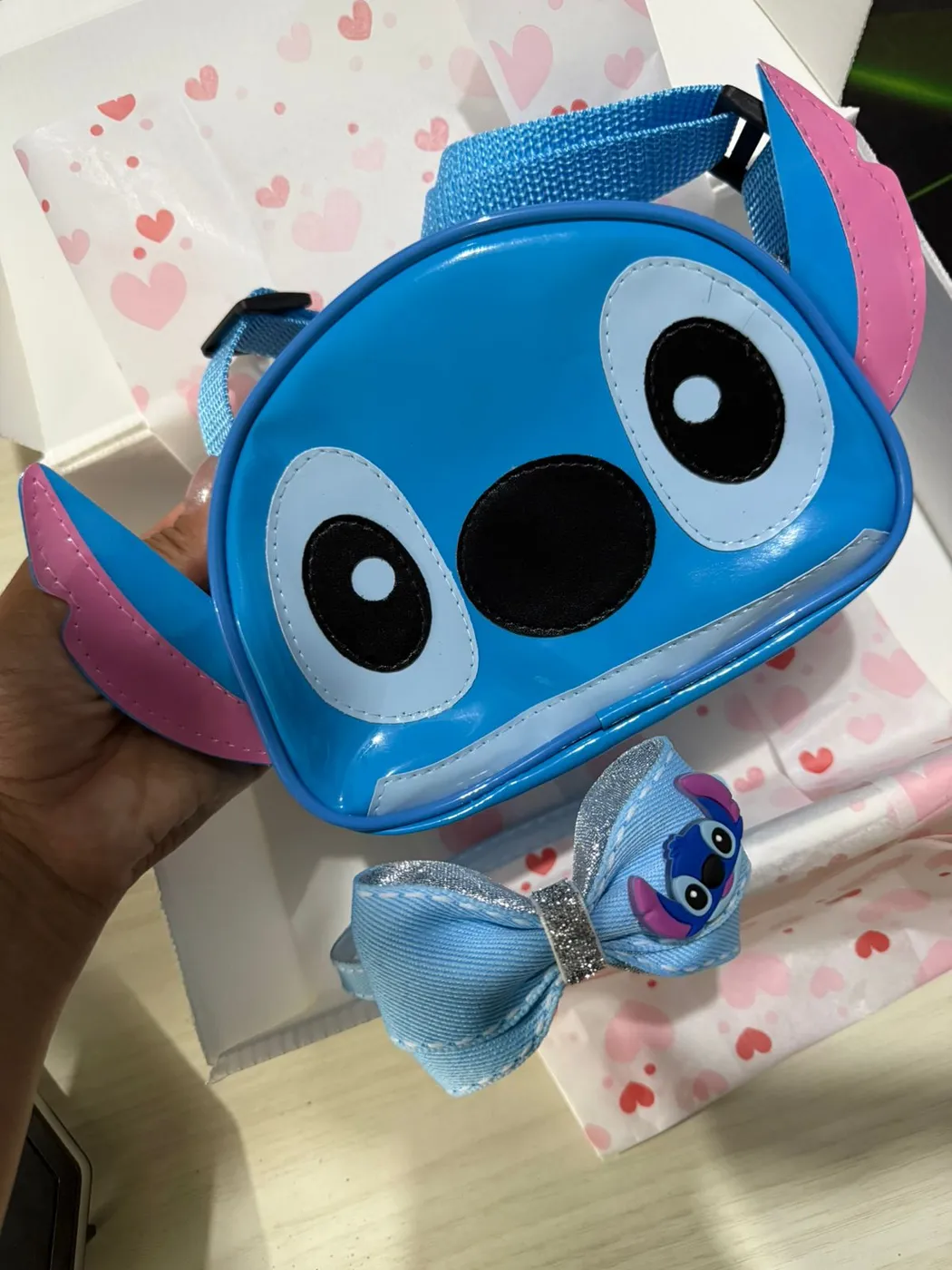 Bolsa Stitch Azul com Laço