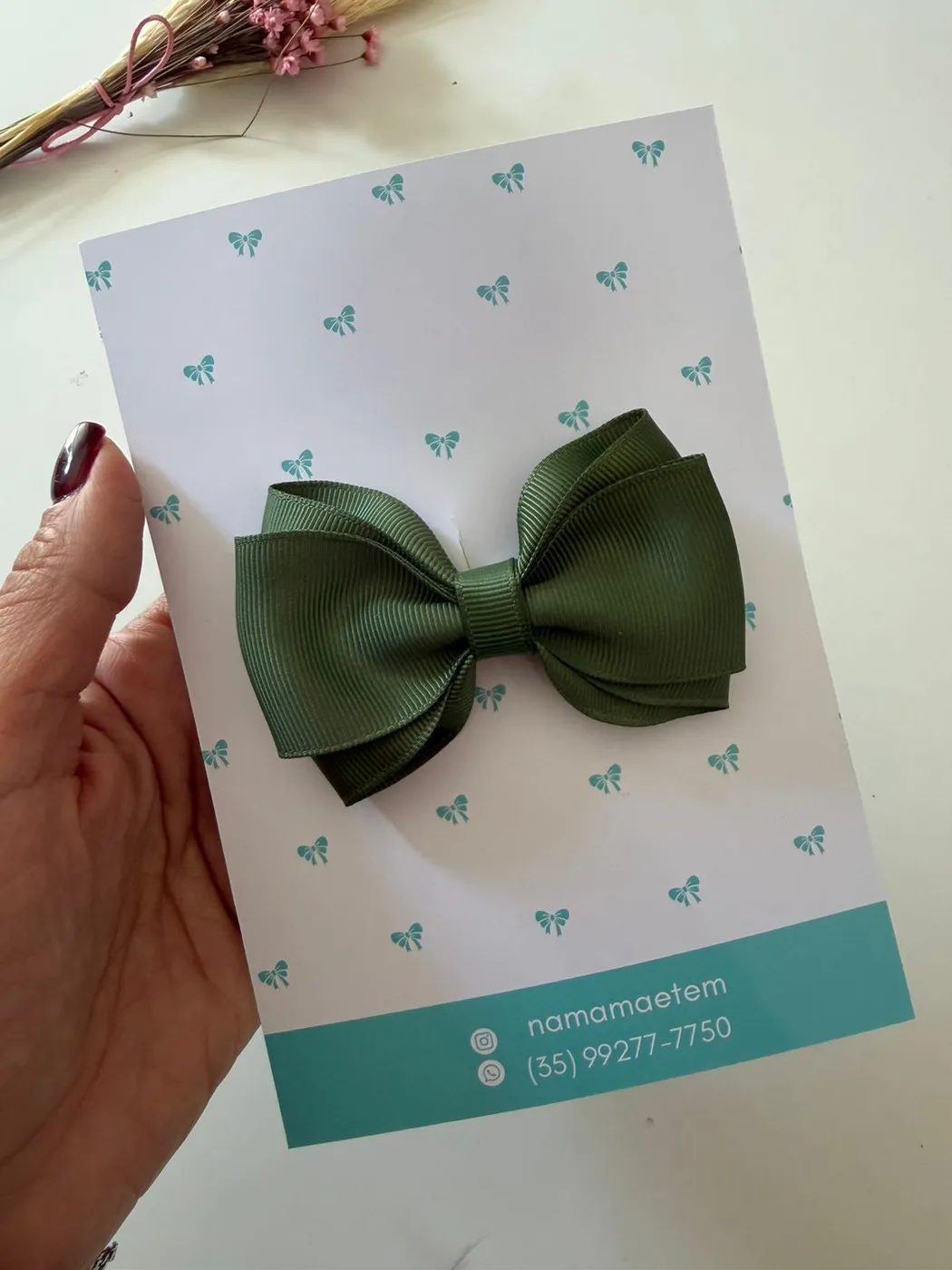Laço Cetim Verde Musgo