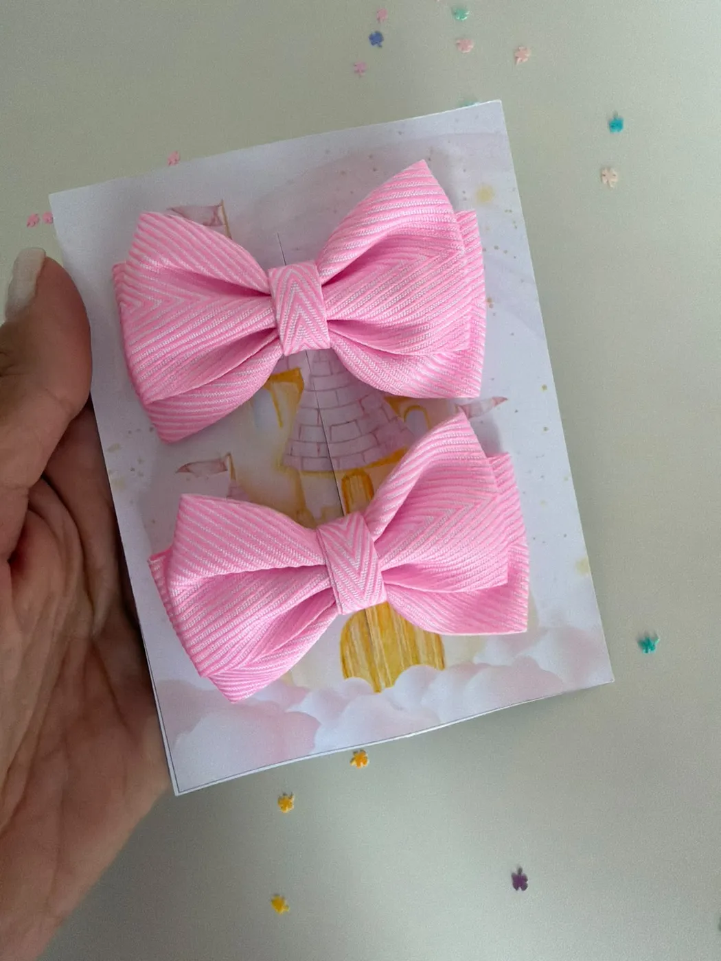 Parzinho Laço Canelado Rosa Claro
