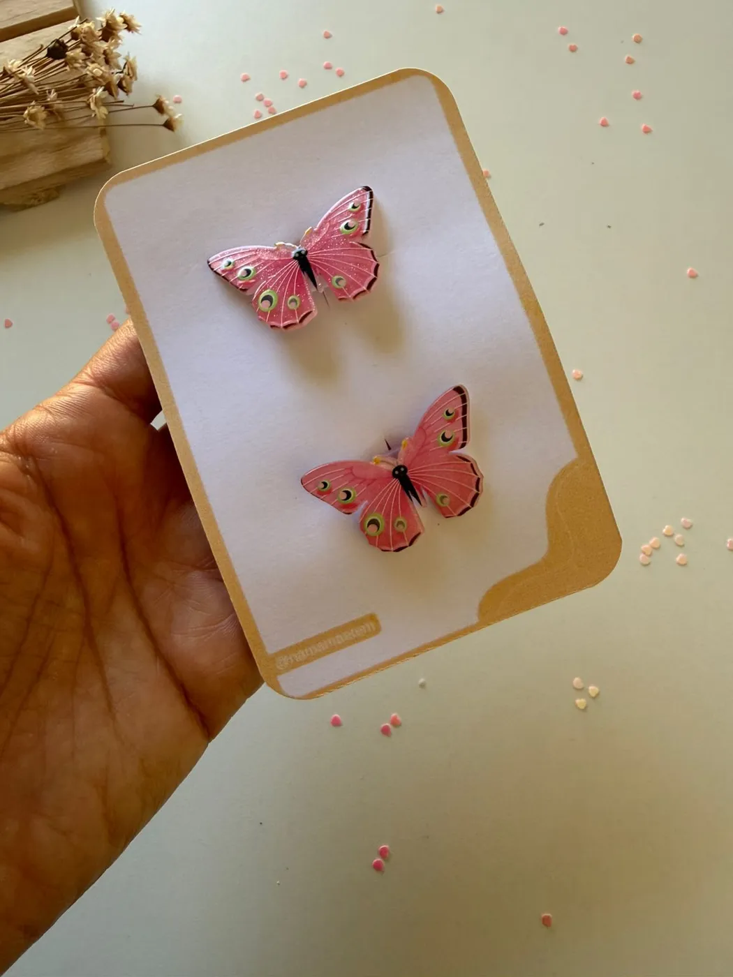 Parzinho Hairclip Borboleta Rosa