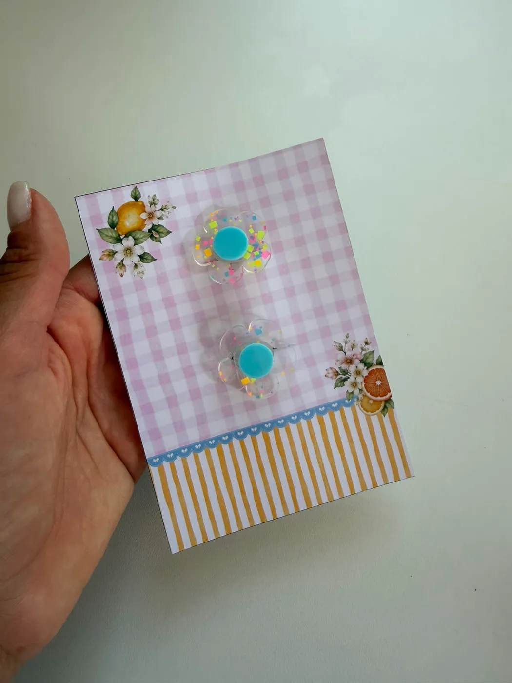 Parzinho Hairclip Flor Acrílico Azul