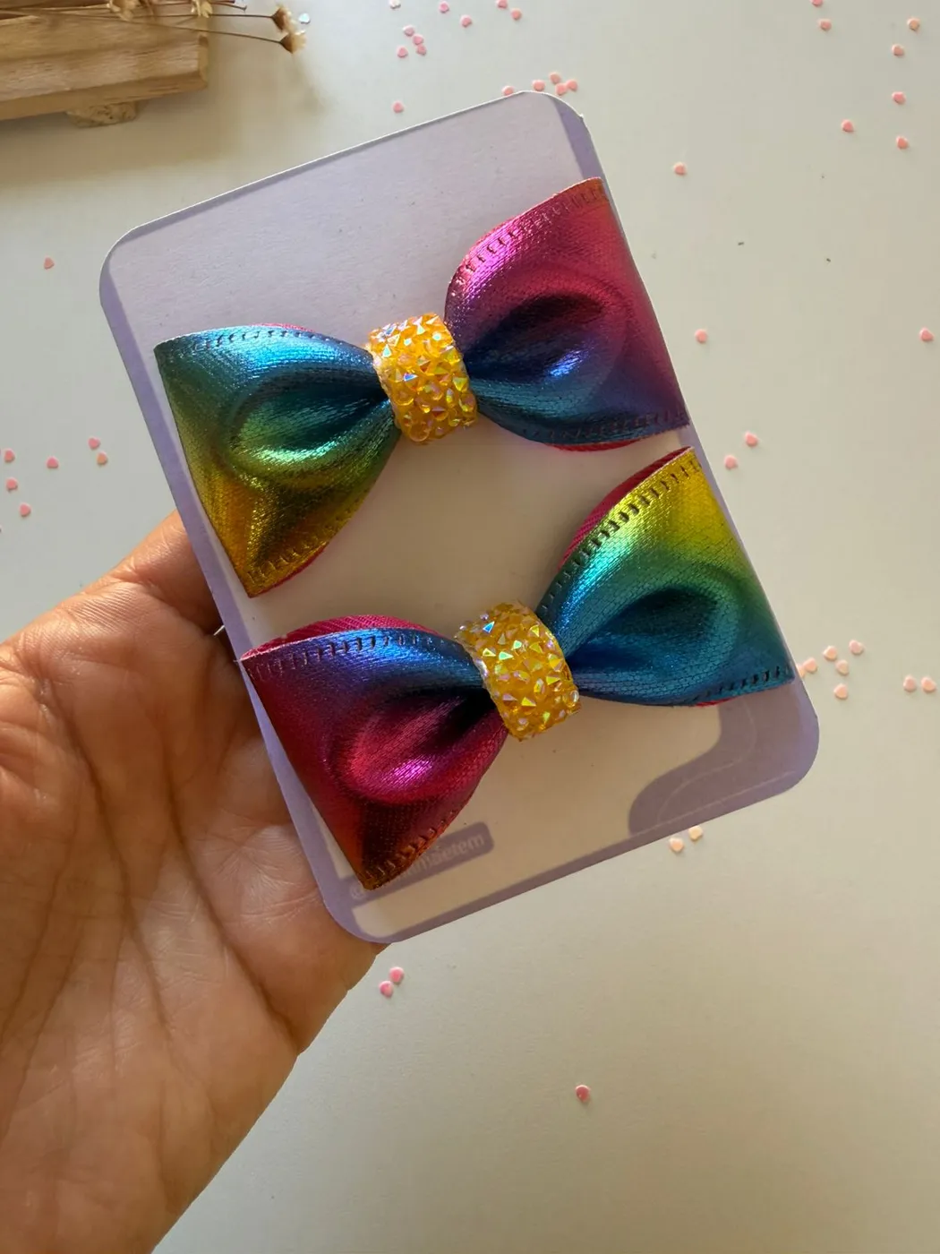 Parzinho Laço Holográfico Azul e Amarelo