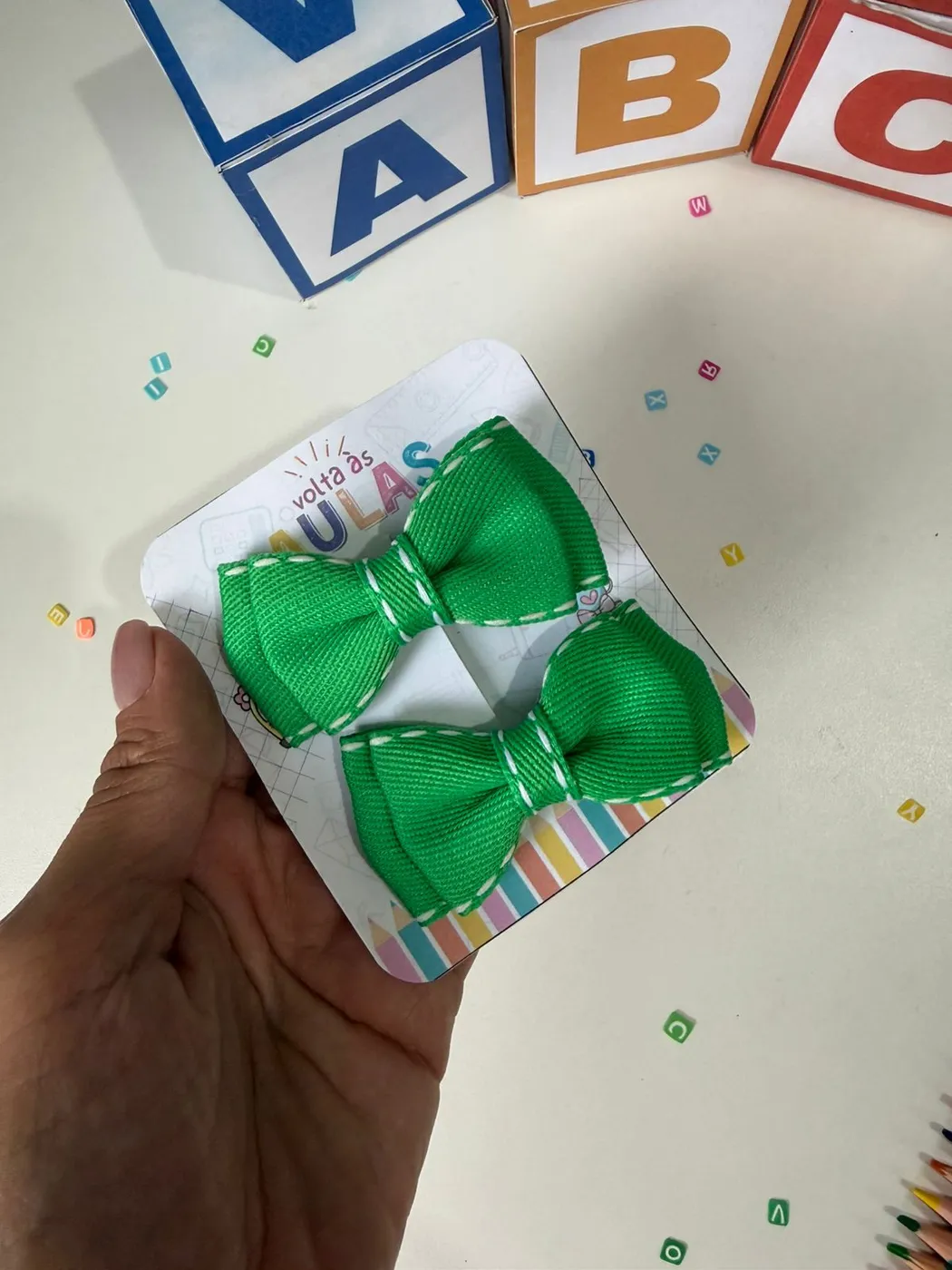 Parzinho Laço Verde e Branco