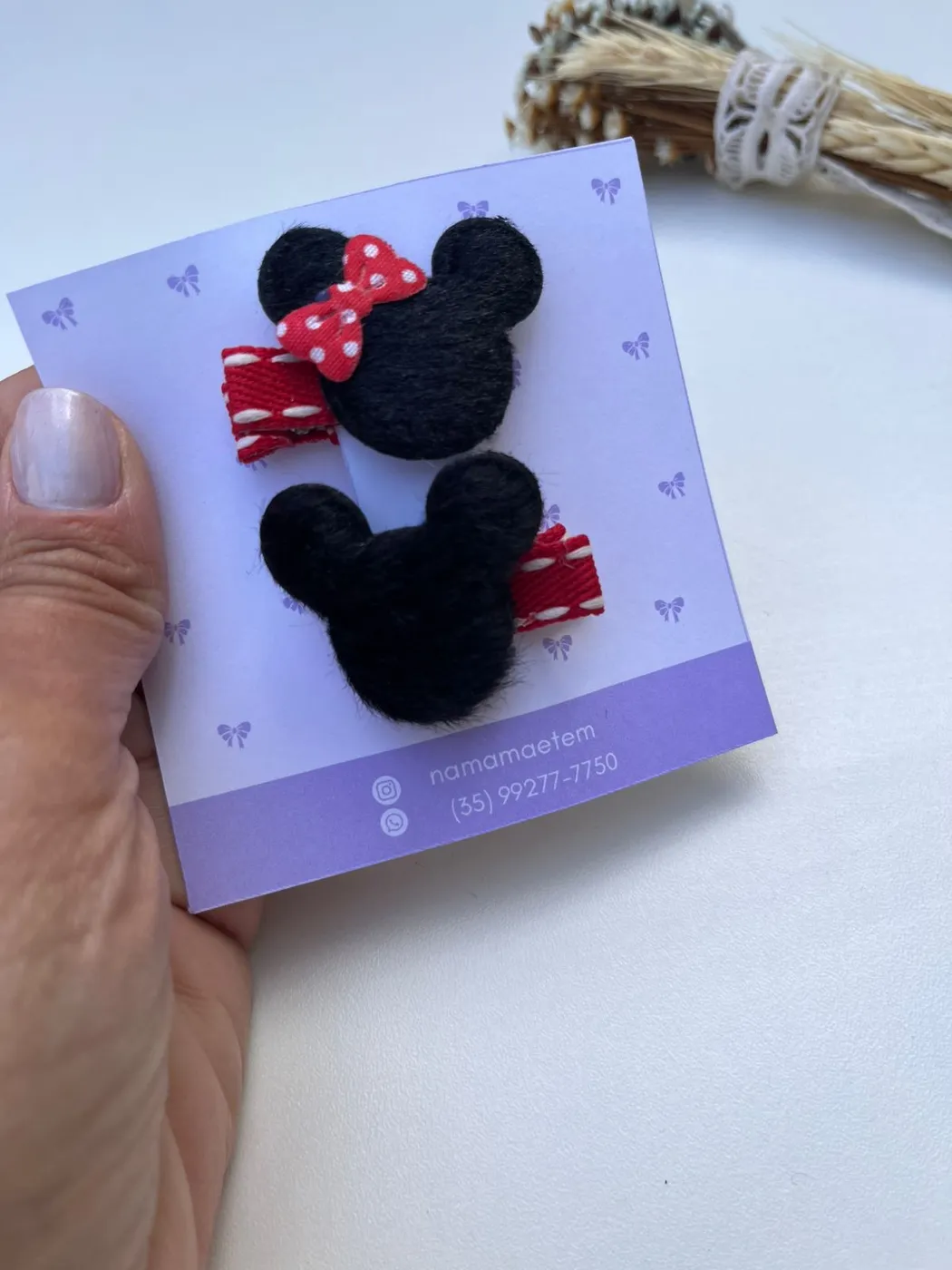 Parzinho Hairclip Minnie e Mickey Preto